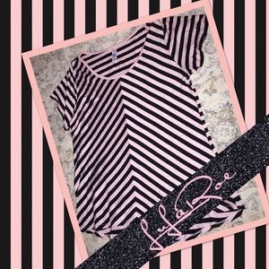 LuLaRoe Classic tee pink black stripes EUC